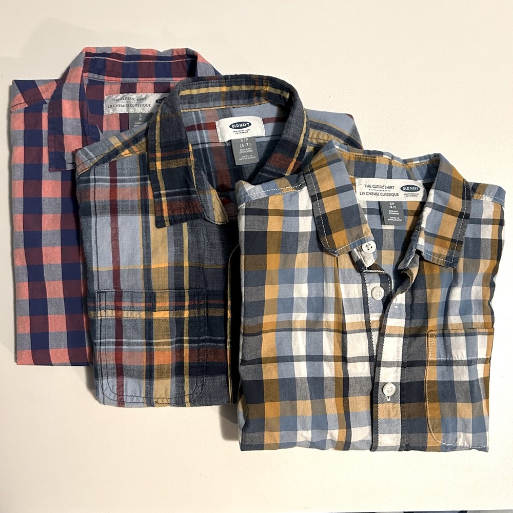 Bundle of 3 Boys Old Navy Short-Sleeved Plaid Shirts